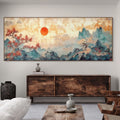 ZEN MOUNTAIN SUNSET : Landscape Painting Panoramic Wall Art Asian Decor