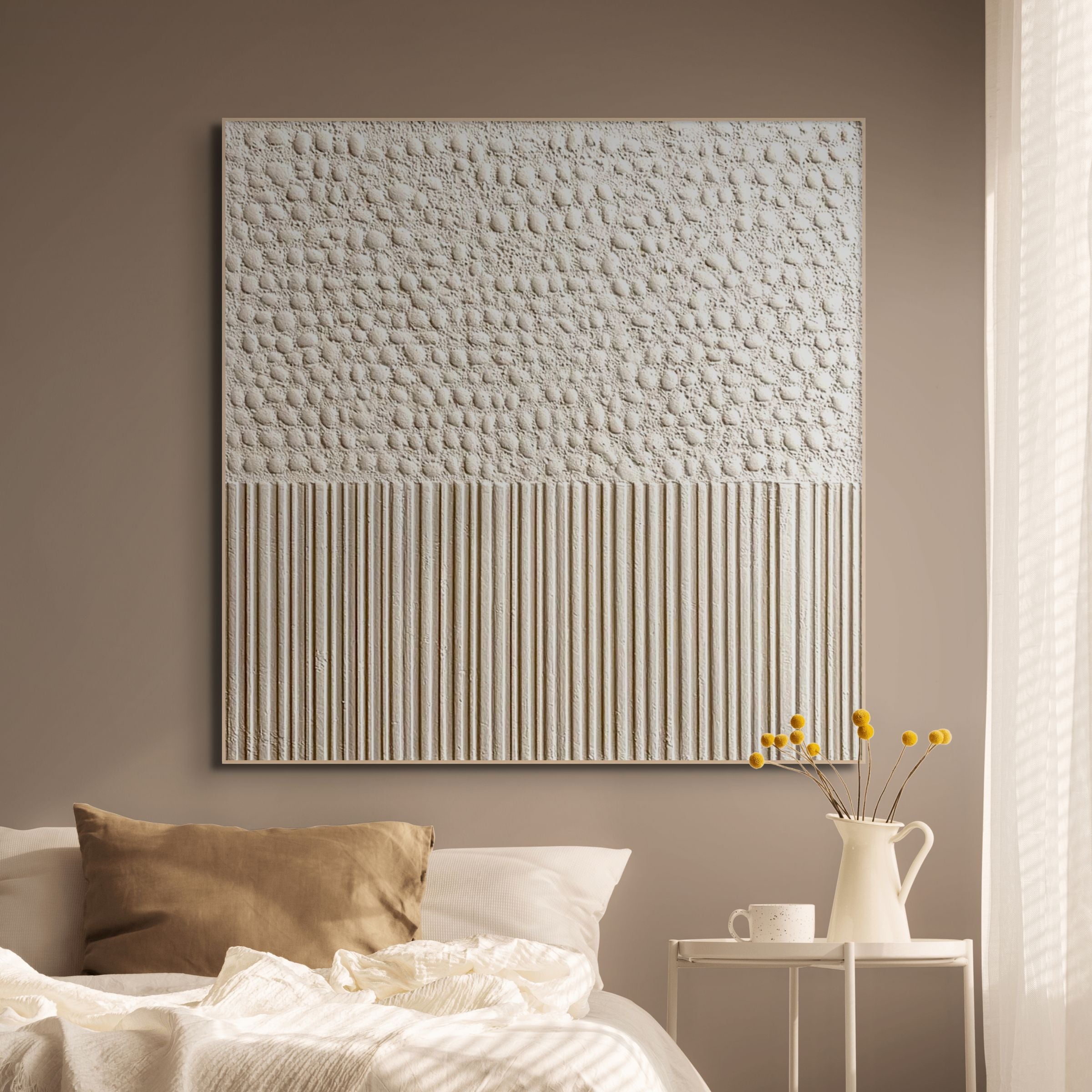 ZENITH: Wabi-Sabi Textured Minimalist Abstract Painting in Beige